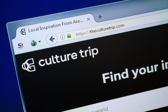 Ryazan, Russia - August 26, 2018: Homepage of The Culture Trip website on the display of PC. Url - TheCultureTrip.com