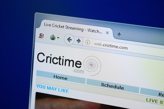 Ryazan, Russia - August 26, 2018: Homepage of Cric Time website on the display of PC. Url - CricTime.com