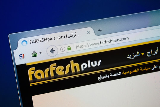Ryazan, Russia - August 26, 2018: Homepage of Farfesh Plus website on the display of PC. Url - FarfeshPlus.com