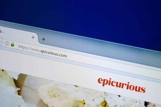 Ryazan, Russia - August 26, 2018: Homepage of Epicurious website on the display of PC. Url - Epicurious.com