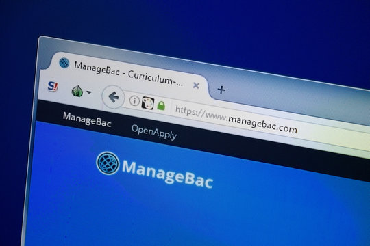 Ryazan, Russia - August 26, 2018: Homepage of Manage Bac website on the display of PC. Url - ManageBac.com