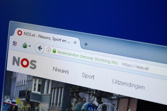 Ryazan, Russia - August 26, 2018: Homepage of Nos website on the display of PC. Url - Nos.nl