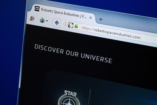 Ryazan, Russia - August 26, 2018: Homepage of Robberts Space Industies website on the display of PC. Url - RobbertsSpaceIndusties.com