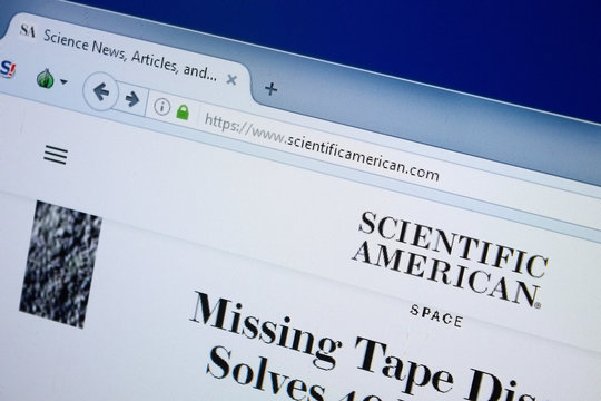Ryazan, Russia - August 26, 2018: Homepage of Scientific American website on the display of PC. Url - ScientificAmerican.com