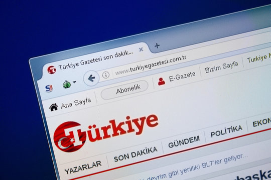 Ryazan, Russia - August 26, 2018: Homepage of Tukiye Gazetesi website on the display of PC. Url - TukiyeGazetesi.com.tr