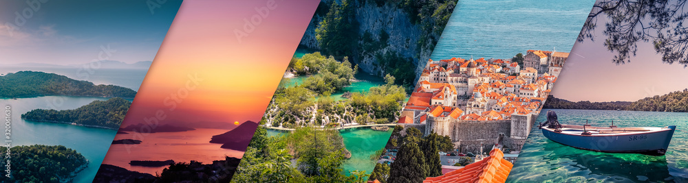 Wall mural the best of croatia - 5 famous places in croatia in one banner