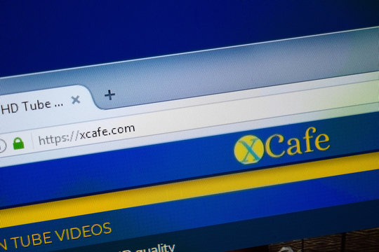 Ryazan, Russia - August 26, 2018: Homepage of Xcafe website on the display of PC. Url - Xcafe.com