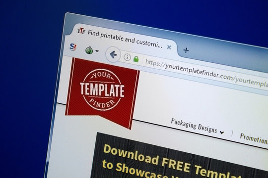 Ryazan, Russia - August 26, 2018: Homepage of Your Template Finder website on the display of PC. Url - YourTemplateFinder.com