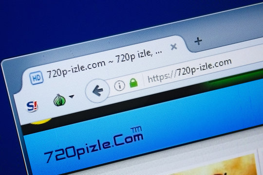 Ryazan, Russia - August 26, 2018: Homepage of 720p-izle website on the display of PC. Url - 720p-izle.com