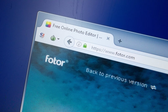 Ryazan, Russia - August 26, 2018: Homepage of Fotor website on the display of PC. Url - Fotor.com