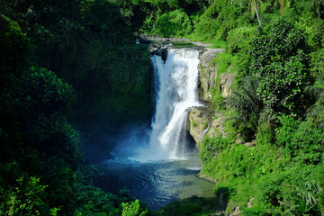 Beautiful scenery of the majestic Tegenungan waterfall, Bali