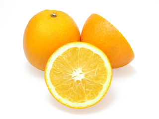 Fresh orange and slice orange isolated on a white background with clipping path.