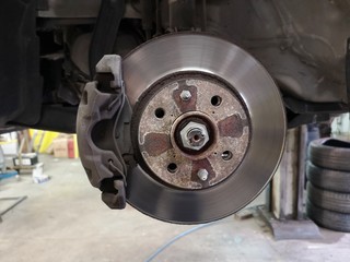 car disc brake under repair