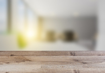 Background with empty wooden table. Flooring