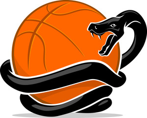 Black Mamba Snake and Basketball Sport Equipment Mascot