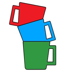 illustration of piled up mugs