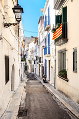 Fototapeta premium Street view of Sitges in Catalonia, Spain