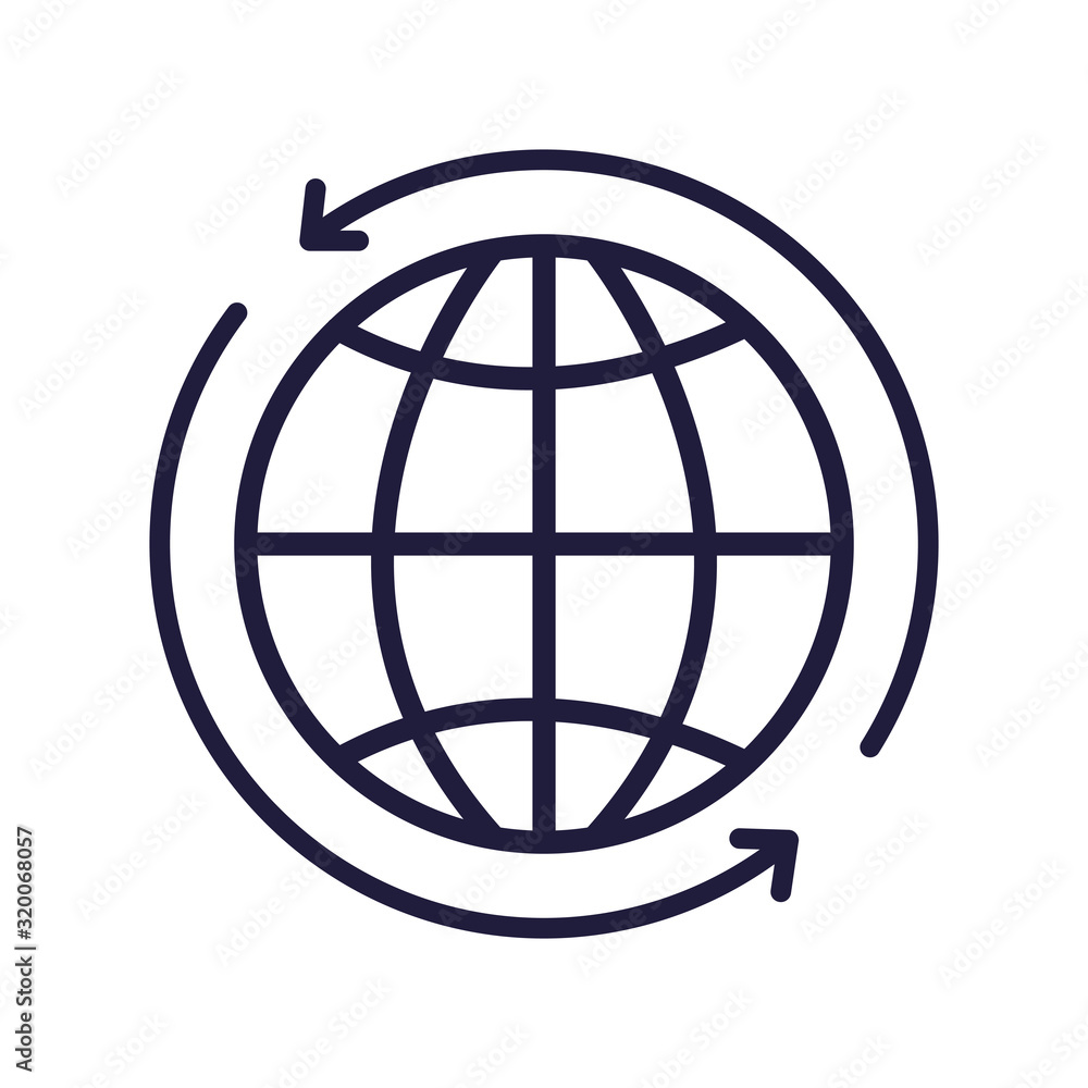 Poster sphere planet with arrows isolated icon