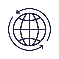 sphere planet with arrows isolated icon