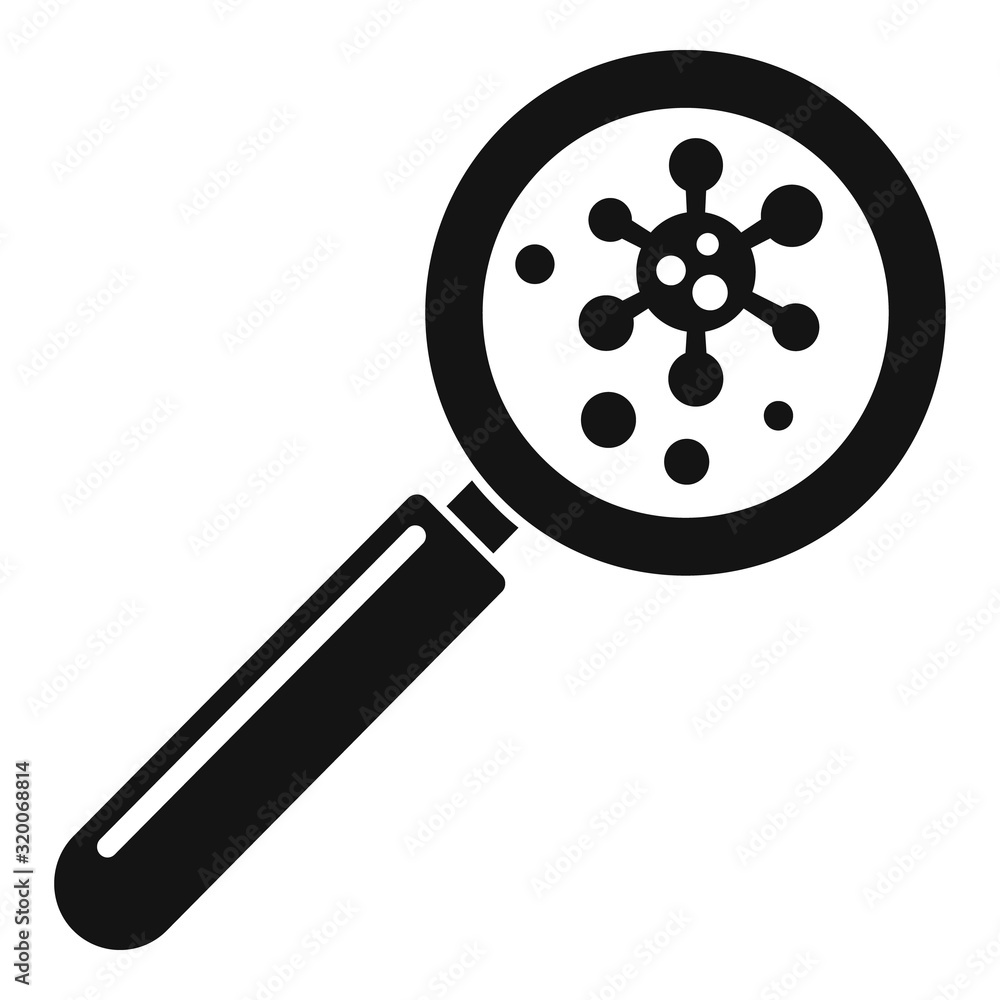 Aufkleber virus under magnifier icon. simple illustration of virus under magnifier vector icon for web design 