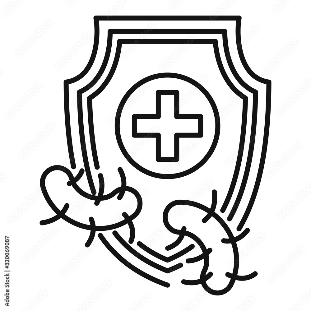 Poster immunization shield icon. outline immunization shield vector icon for web design isolated on white b