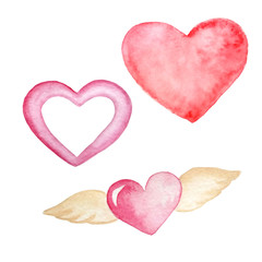 watercolor love hearts