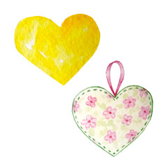 watercolor two hearts