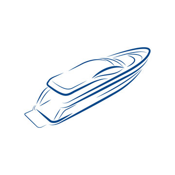 Angled image of modern yacht drawing, vector