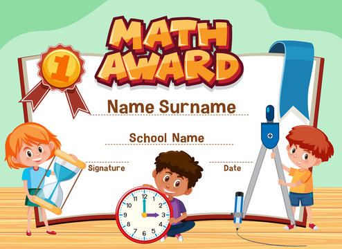 Certificate Template For Math Award With Children In Background