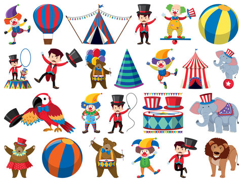 Large set of isolated objects of circus