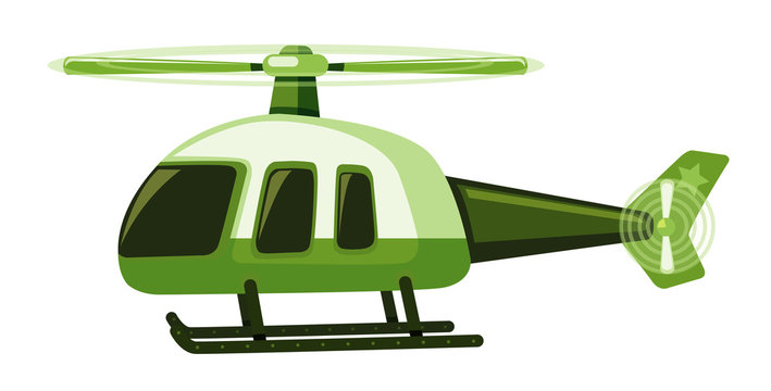 Isolated helicopter in green color