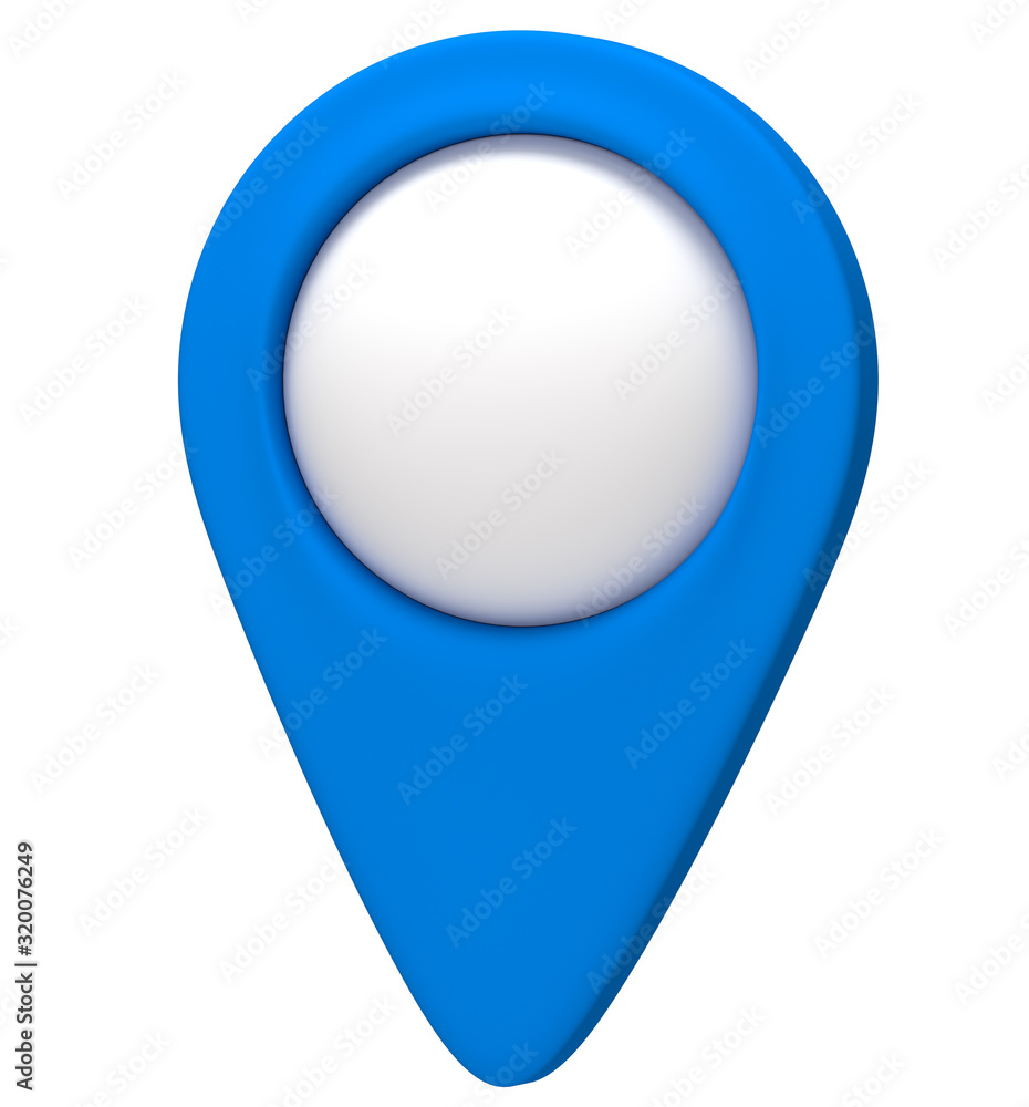 Fototapete blue map pointer 3d pin. location symbol isolated on white background. web location point, pointer. 