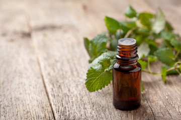 bottle with essential mint oil