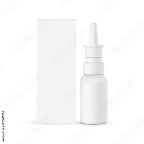 Download Nasal Spray Bottle With Box Mockup Front View Isolated On White Background Vector Illustration Wall Mural Evz