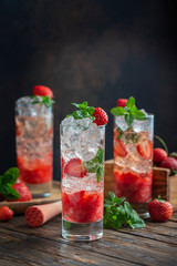 Mojito cocktail with strawberry