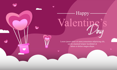 Valentine's Day Background with a love papercut style and gradient.  Template for poster , banner , greeting cards. Vector Illustration EPS 10