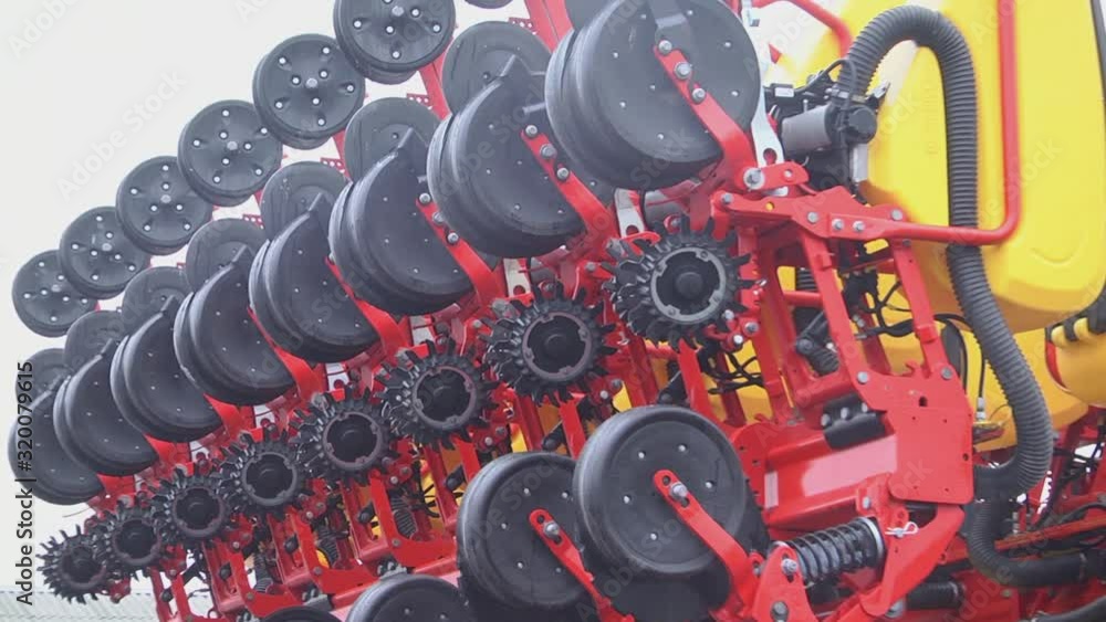 Wall mural precision inline seeder. a row seeder. seed drill. fragment. seed drill. seed feeding system.