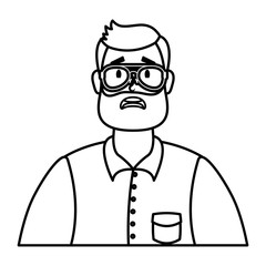 young man with beard and eyeglasses character