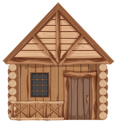 Wooden cottage with one door and one window
