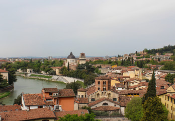 Fototapeta na wymiar View from the hill to Verona