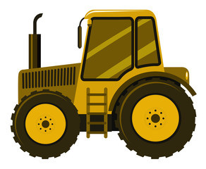 Single picture of yellow tractor on white background