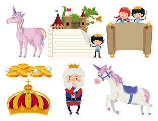 Set of isolated objects theme fairytales