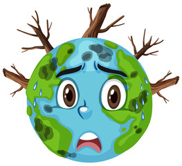 Pollution on earth with dirty water and deforestation