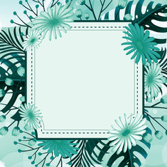 Background design with green flowers