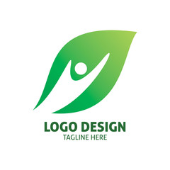 green leaf people logo design
