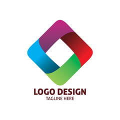 creative color blue red pink green diamond logo design