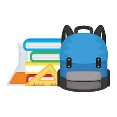 schoolbag with books and supplies