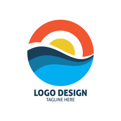 Obraz premium circle color beach sun logo design