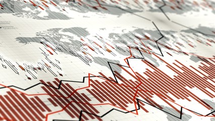 Fototapeta premium Stock market fluctuations on screen, negative forecasts, indexes down