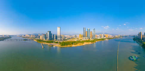 Naklejka premium city scenery on the North Bank of Min River, Fuzhou City, Fujian Province, China